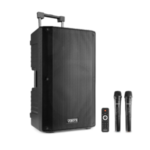 Portable Bluetooth PA System – With Remote and 2x Wireless Mics